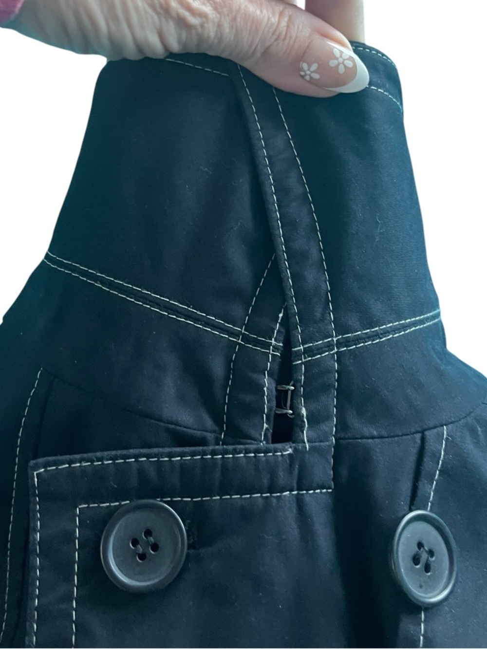 Blue Trench Coat Belted Double Breasted Classic Minimalist Preppy Fall Jacket - Picture 7 of 12